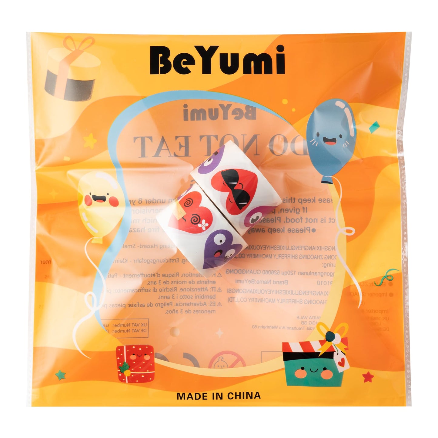 BeYumi Valentine Smile Face Sticker - 1000Pcs Valentine's Day Heart Shaped Smile Face Stickers in 2 Rolls Cute Valentine Heart Waterproof Adhesive Decal Greeting Card Envelope Party Gift Decor for Kid