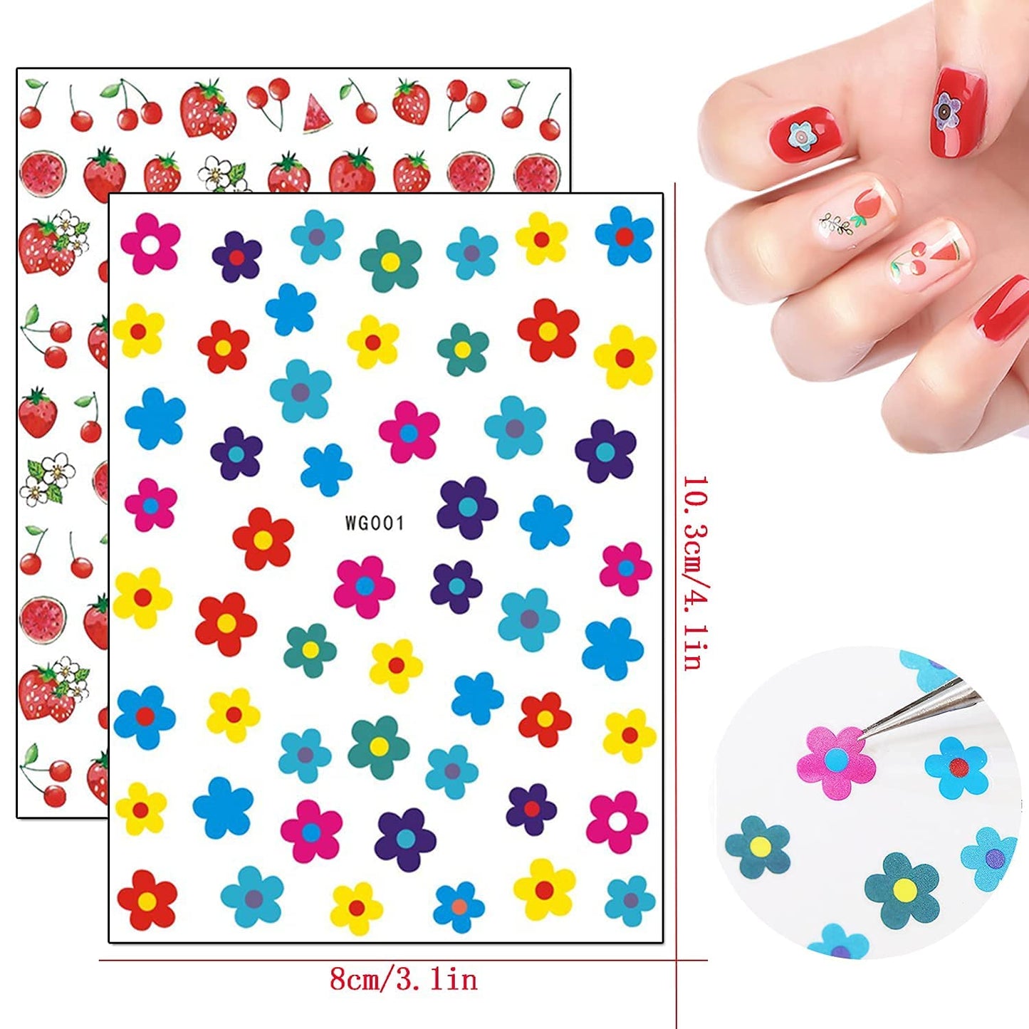 9 Sheets Thanksgiving Nail Art Stickers with 8 Sheets Flowers Nail Art Stickers