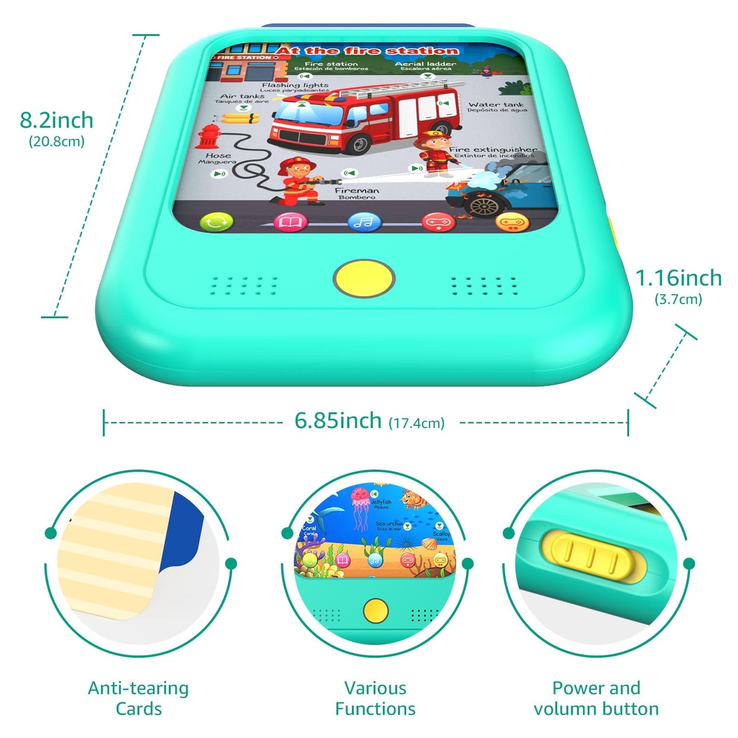 Kids Learning Tablet Educational Learning Pad for Toddlers 2-5 to Learn Alphabets, Numbers, Foods, Time, Music, Vehicles, Tablet Toy for Toddlers Ages 2 3 4 5 6 Years Old