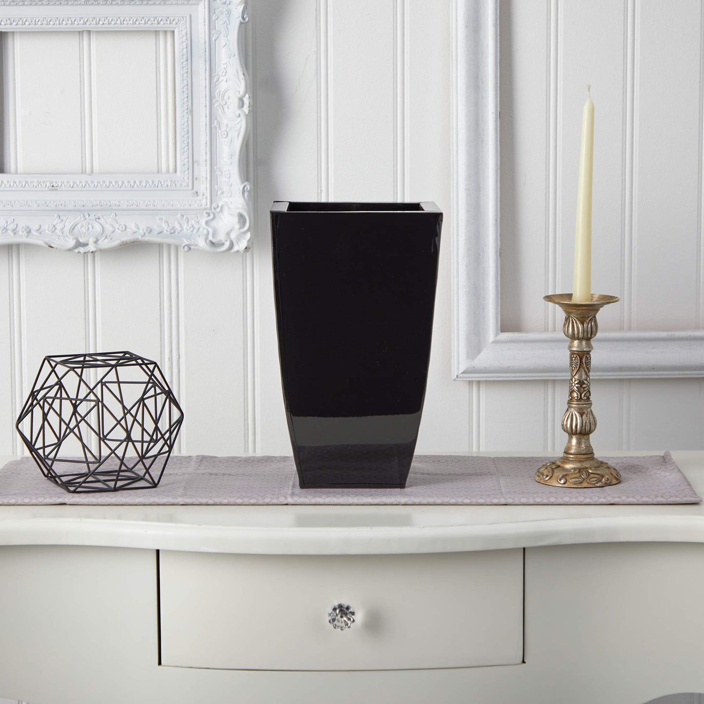 Nearly Natural 13in. Tapered Square Metal Planter