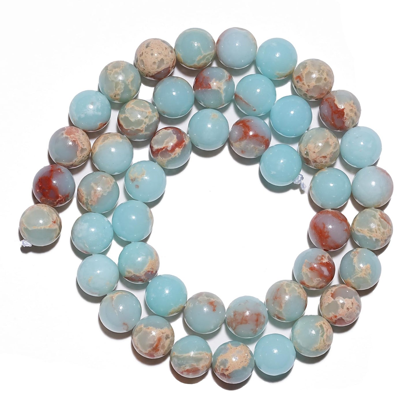 8mm Natural Sky Blue Jasper Gemstone Beads Polished Round Smooth Stone Beads for Bracelets Jewelry Making 15inch Loose Beads
