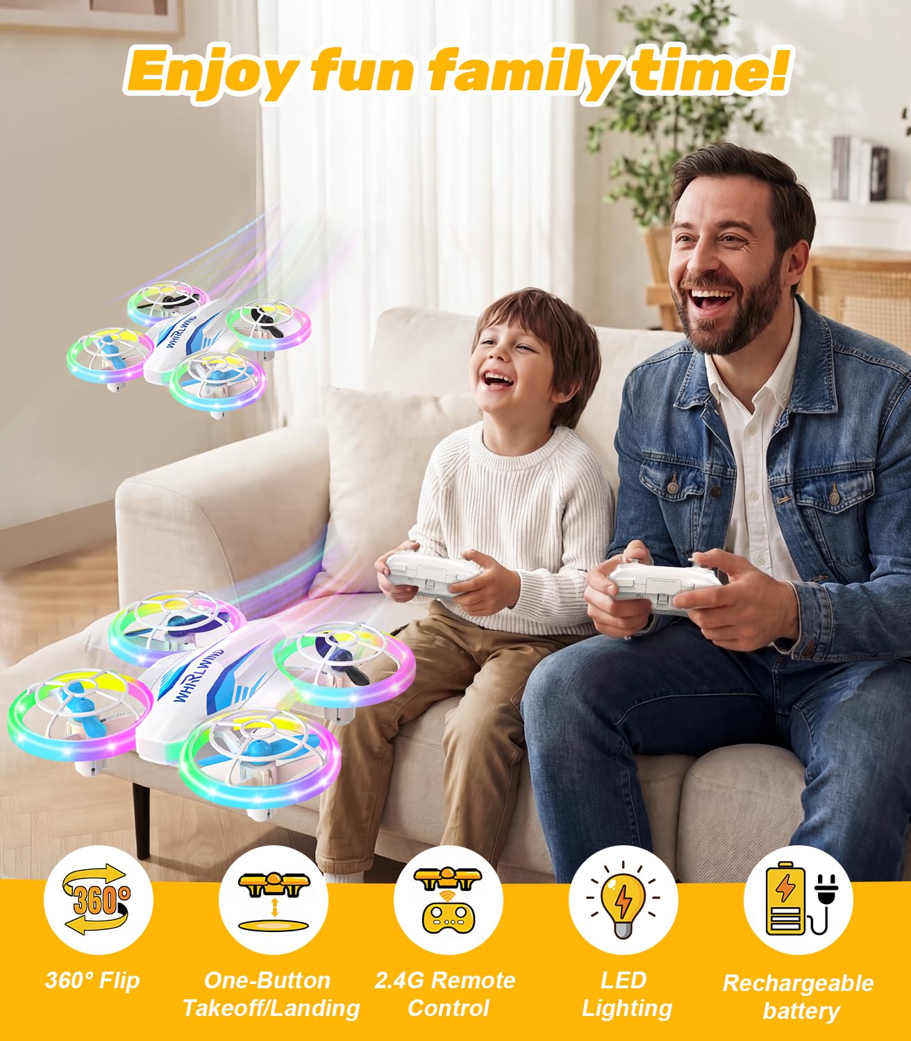 TURNRISE Mini Drone for Kids & Beginners- Kids Drone Mini Flying Toy with 360° Flips, LED Lights, 3 Batteries, 27 Mins Flight Time, One Key Takeoff Indoor Drones Mini RC Drones Gift for Boys and Girls