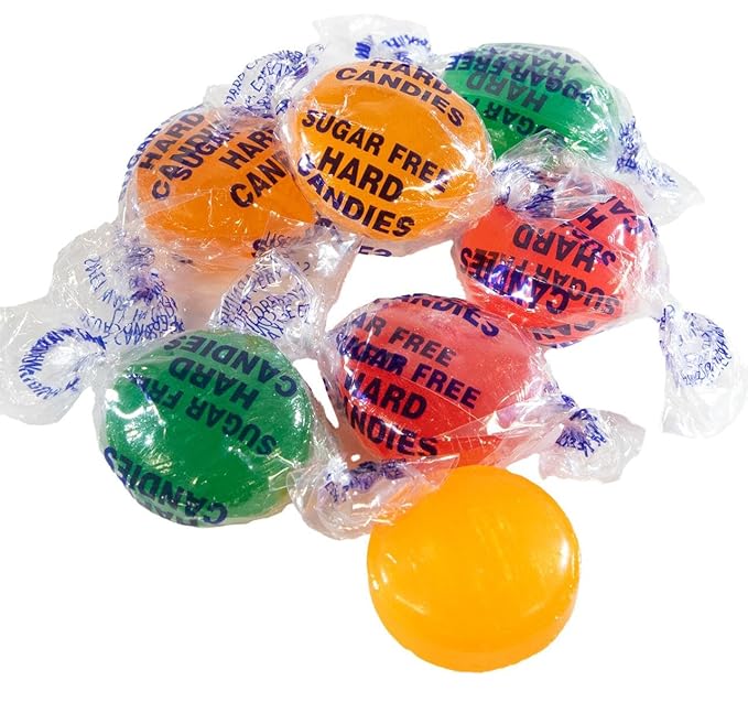 Planet Sweets Premium Sugar Free Assorted Fruit Hard Candy Buttons - 8 Ounce - Individually Wrapped Discs Candies