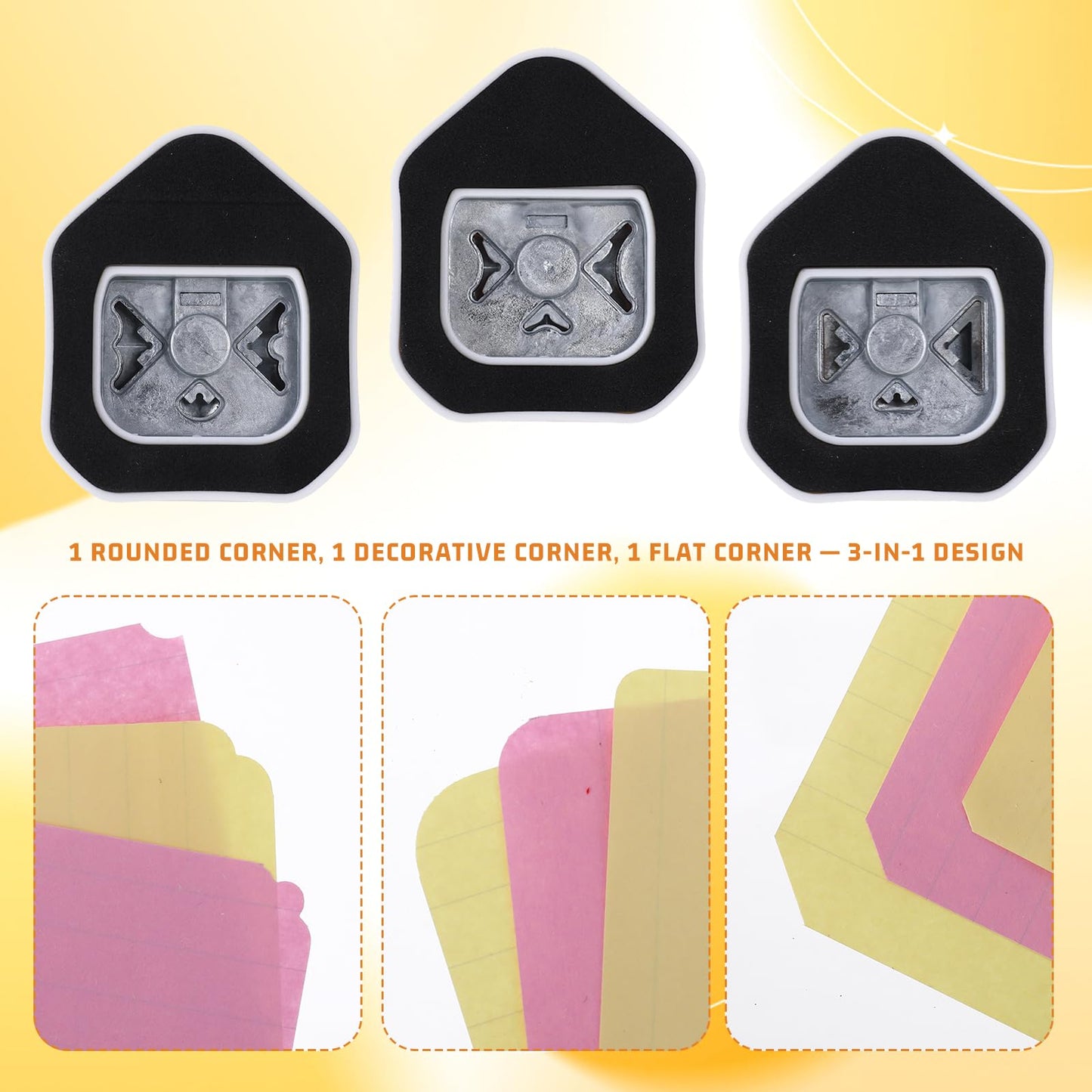 3 Pcs Corner Rounder Punch 3 in 1 Paper Corner Cutter Three Way Corners Cutter (Rounder+Beauty Shape+Chamfer Edges) for Cardstock Envelope Laminate DIY Card Making Paper Crafts Scrapbook Supplies