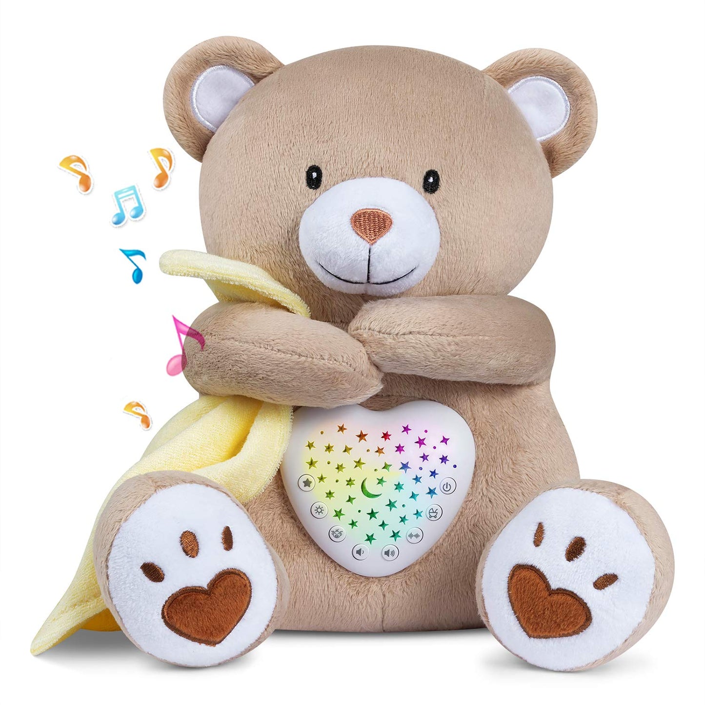 BEREST Baby Sleep Solutions Bundle: A13 White Noise Machine (15 Soothing Sounds, Cry Sensor) & Rechargeable Sleep Soother Bear (Mom's Heartbeat, Lullabies) with Night Light Projector for Nursery | Bab