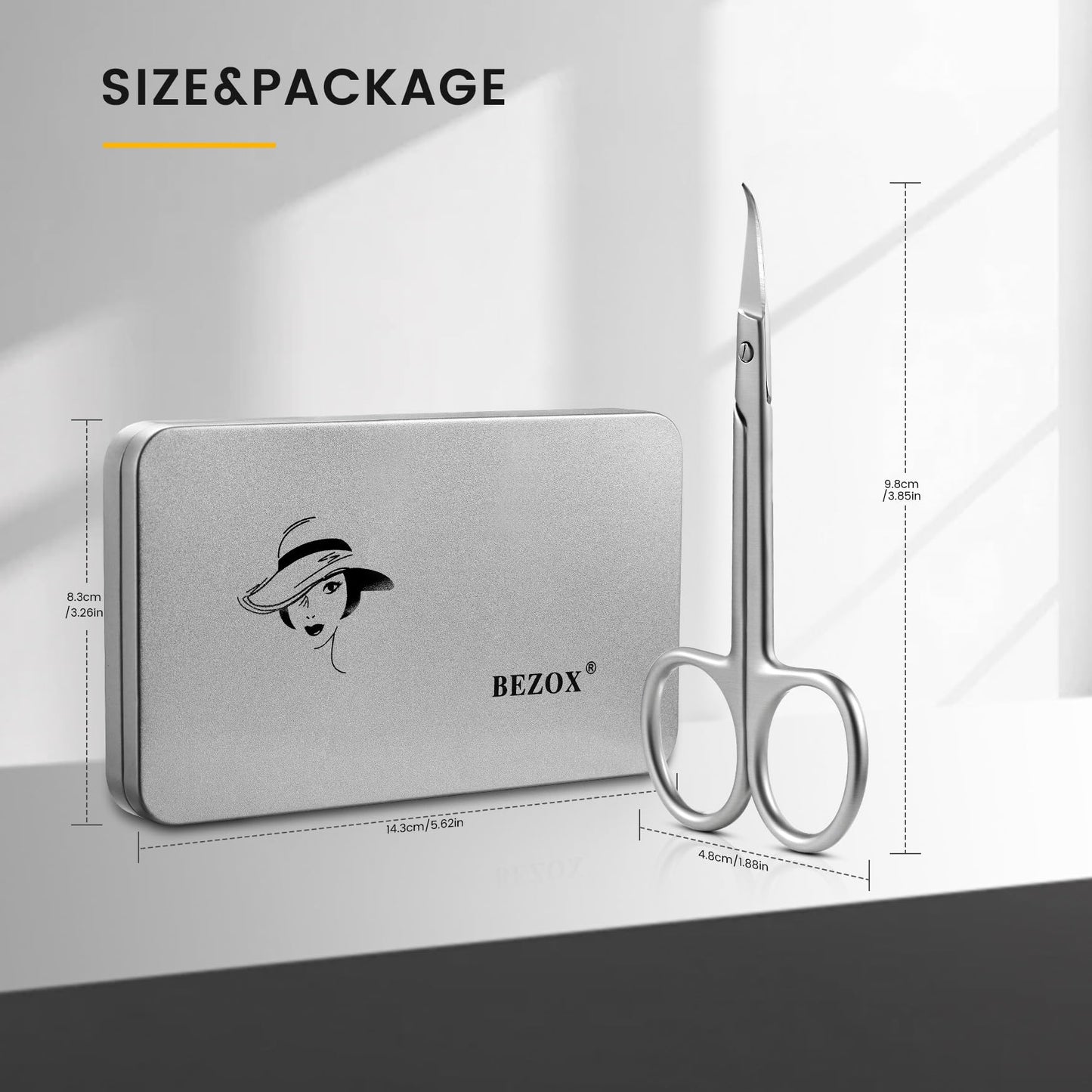 BEZOX Extra Fine Curved Cuticle Scissors, Super Thin Nail Scissors for Cutical Care Only, Professional Manicure Small Scissors, Stainless Steel CuticleTrimmer, 1 pcs