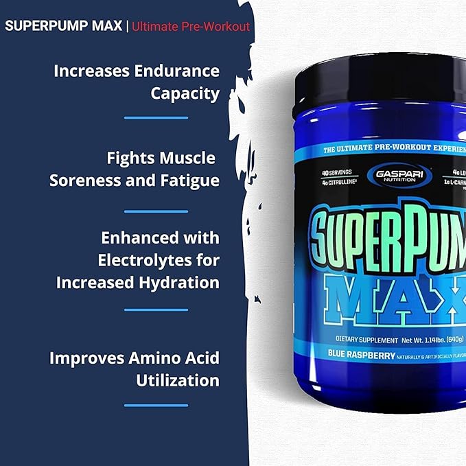 Gaspari Nutrition SuperPump MAX, The Ultimate Pre Workout Powder, Sustained Energy Preworkout, Nitric Oxide Booster, Muscle Growth, Recovery & Replenishes Electrolytes (40 Serving, Orange Cooler)