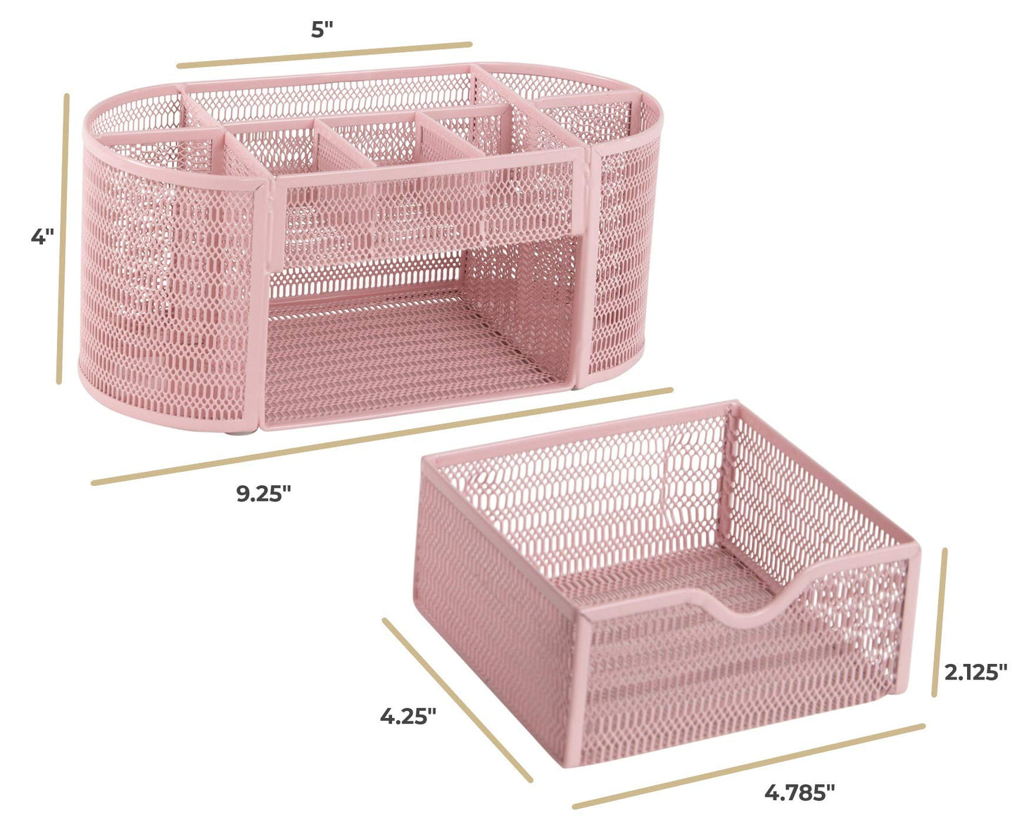 BLU MONACO | Pink Desk Organizers Metal Mesh Stationery Holder | Wire Mesh Desk Organizer with Compartments | Desk File Folder Organizer for Office Accessories