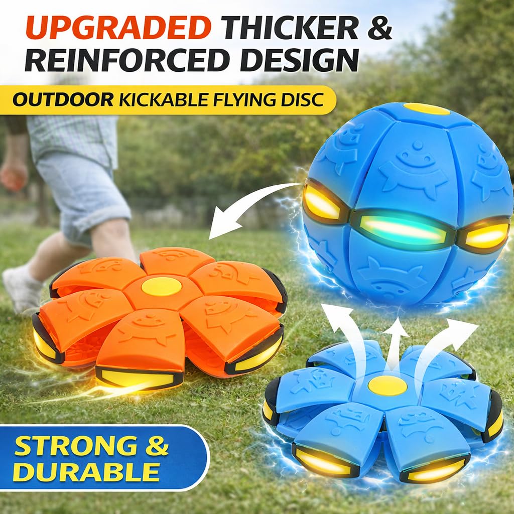 LETIAFINE 2pcs Magic Bouncing Ball 6-Lights, Pop up Ball, Dual Magic Flying Saucer Transforming Design, Interactive Bouncy Balls