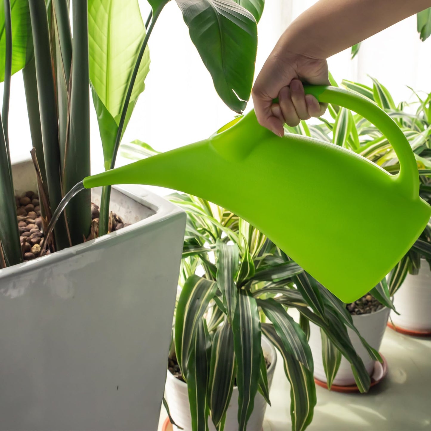 MyLifeUNIT Watering Can for Indoor Plants, Water Can with Shower Head, 1/2 Gallon (Green)