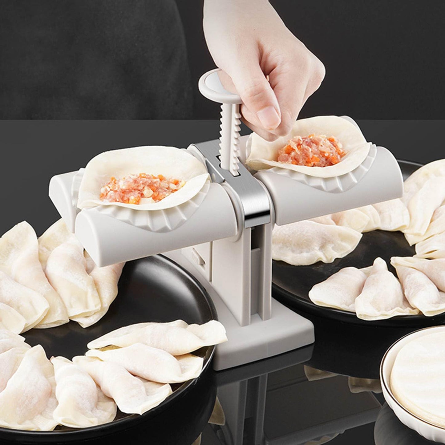 Dumpling Maker, Press Double Head Dumpling Maker Machine for DIY Beautiful Dumplings, Household Kitchen Empanada Making Tool, Rapid Forming Empanada Dumpling Mold For Home Kitchen Pastry Makin