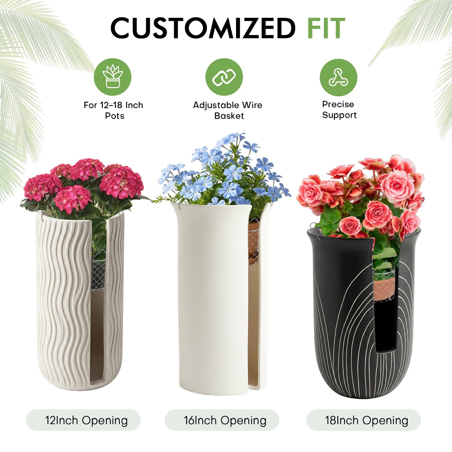 Vilarihor Adjustable Plant Risers for Inside Pots, Planter Insert for Large Pots, Suitable for Tall Planters with a Top Opening of 12–18 Inch; Used As a Riser; Indoor and Outdoor Planter Accessory