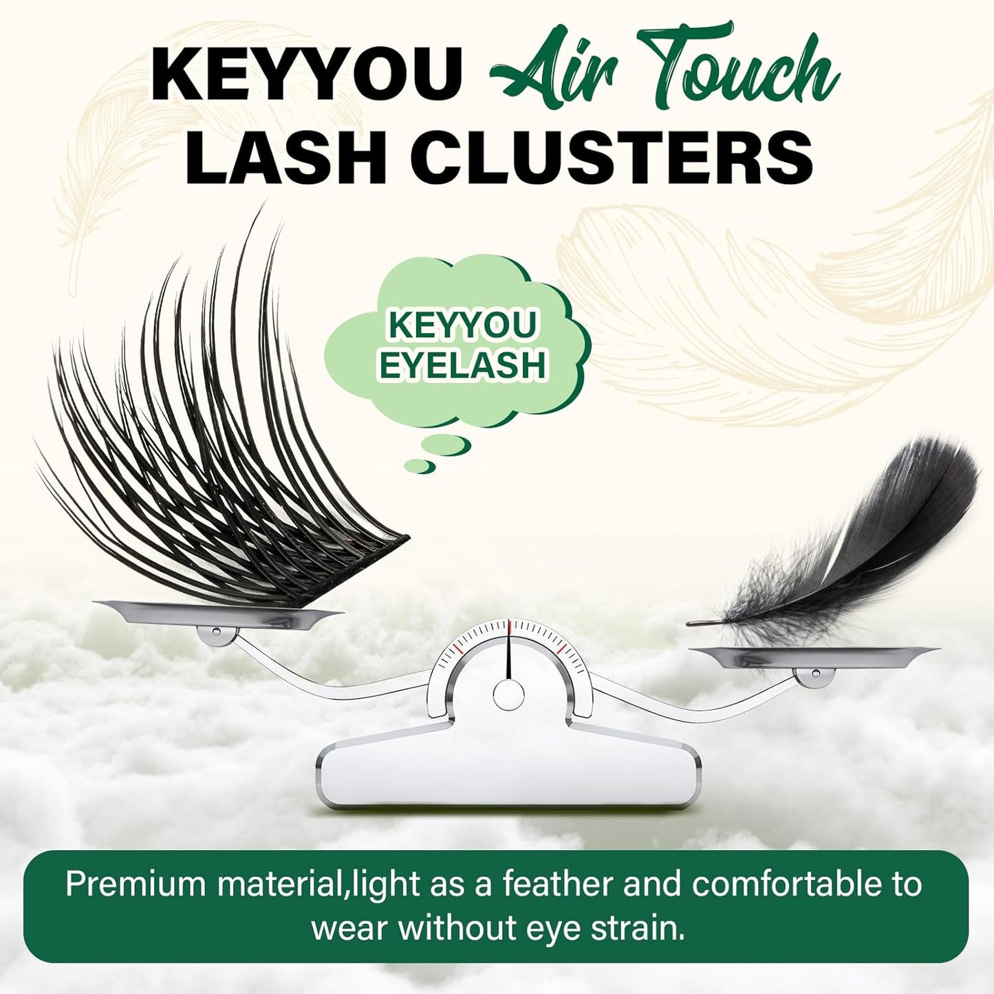 Lash Clusters 144pcs Individual Lashes D Curl 12mm Eyelash Clusters KEYYOU Air Touch Cluster Lashes Super Lightweight Soft Wispy Comfortable Easy DIY at Home(Air02-D-12mm)