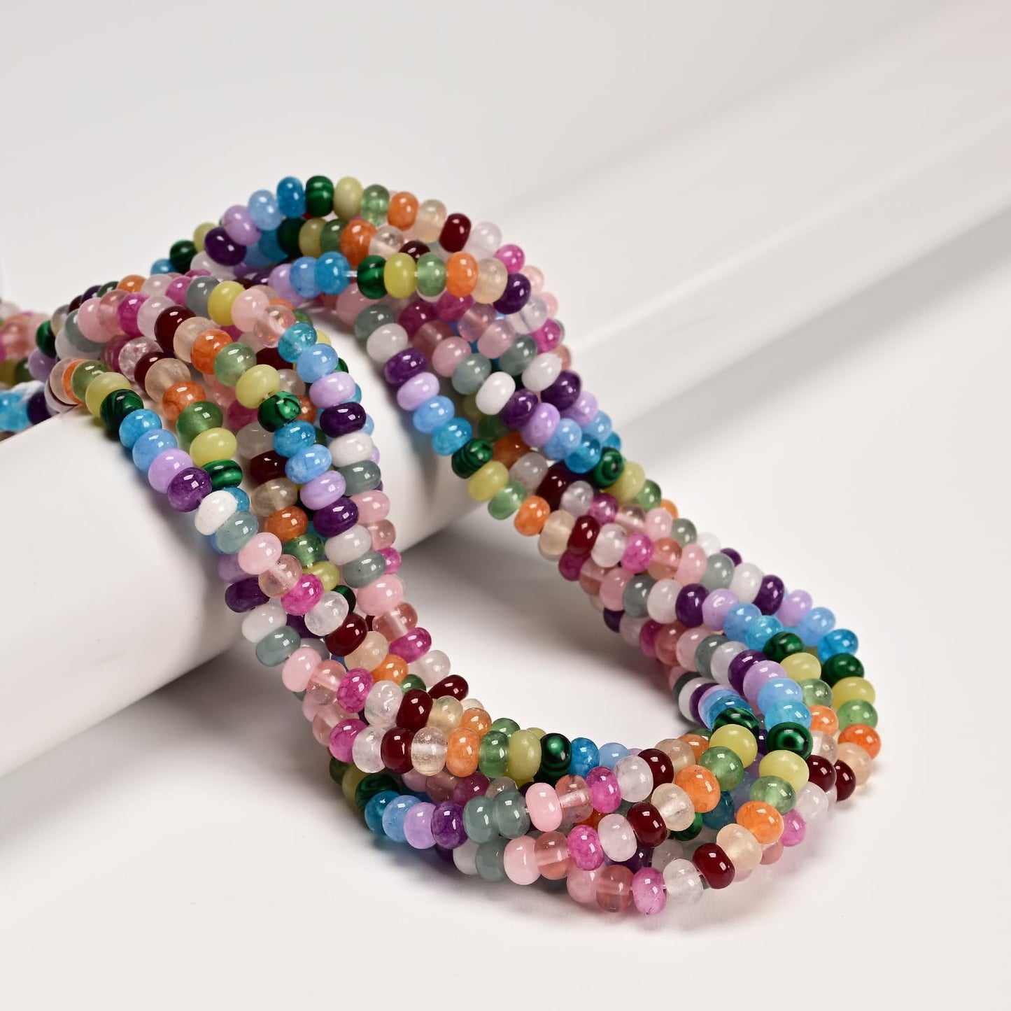 ICAI 4x6mm Natural Rondelle Beads – Loose Gemstone Spacers for DIY Jewelry Making (Mulitcolor)