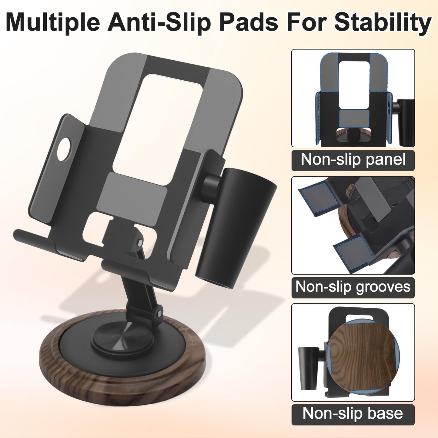 Diesisa Nail Drill Machine Holder - Nail Drill Holder Stand - 360° Rotatable - With Pen Holder - Portable Acrylic Nail Tools - Professional Manicure Tool Organizer for Nail Salon & Home Use - Brown