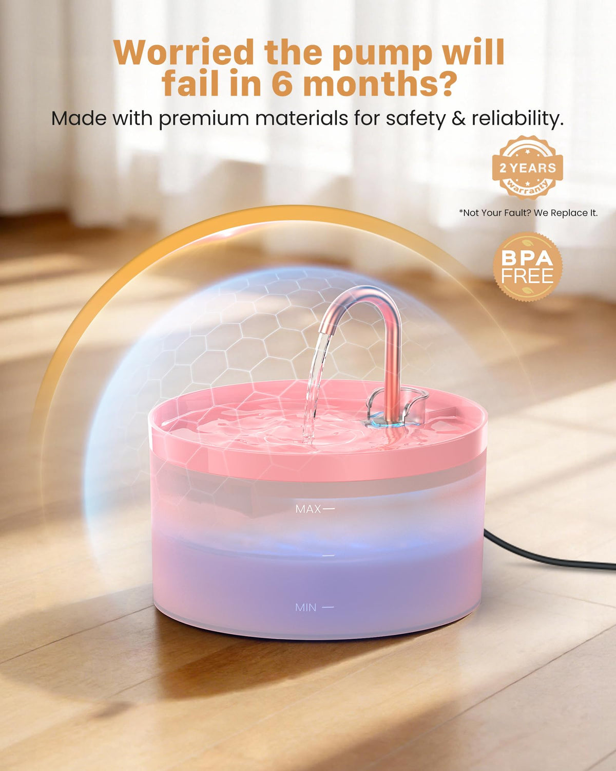 Cat Water Fountain for Cats Indoor: 67oz/2L GIOTOHUN Cat Fountain