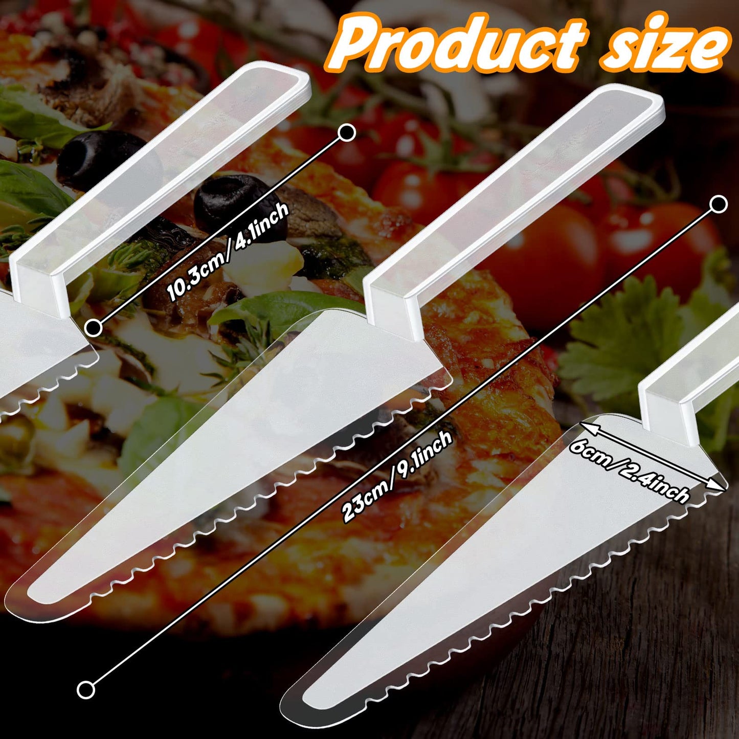 Suclain 50 Pieces Clear Disposable Cake Knife Bulk for Wedding Party 9.1 Inch Plastic Cake Server Cutting Plastic Spatula Knives Pie Pizza Pastry Slicer Serving Utensils for Kitchen