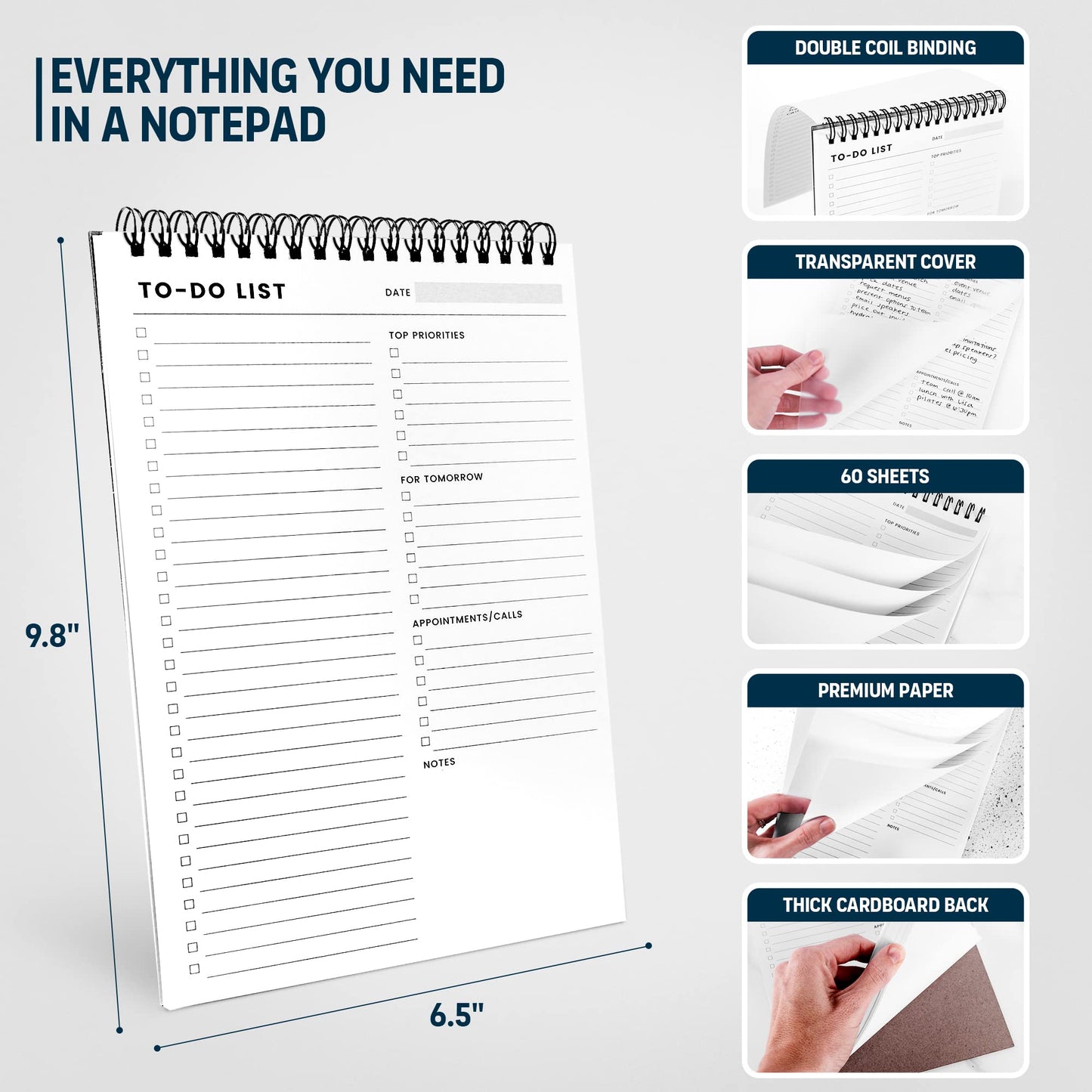 Of a Happy Kind To Do List Notepad: With Multiple Functional Sections - 6.5 x 9.8 60 Sheets - Spiral Daily Planner Notebook - Task CheckList Organizer Agenda Pad for Work - Note and Todo Organization