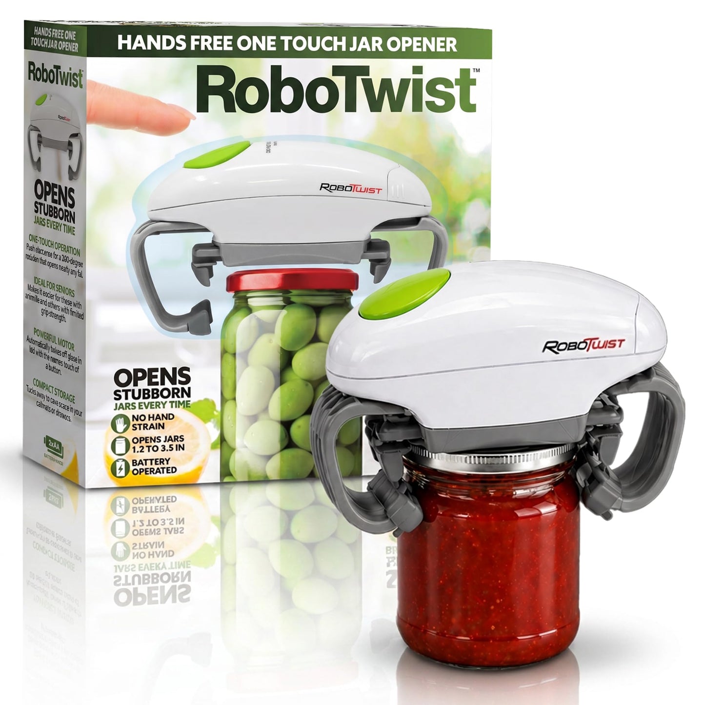 Robotwist Automatic Jar Opener, Deluxe Model with Improved Torque, Robo Twist Kitchen Gadgets for Home, Electric Handsfree Easy Jar Opener – Works on All Jar Sizes, As Seen on TV