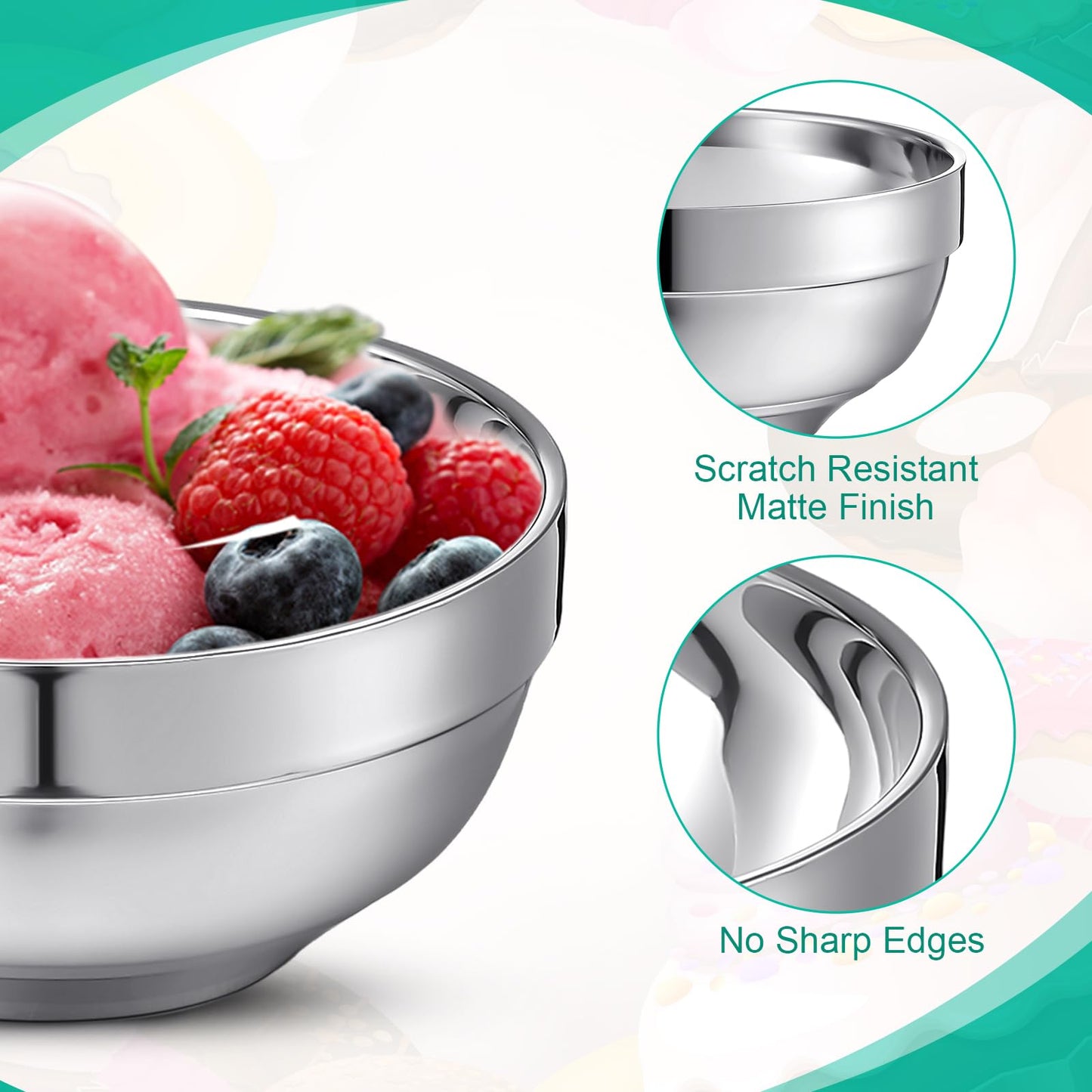 Funnymoom 4 Pack 24 Oz stainless Steel Bowls Double Walled Insulated Soup Ice Cream Metal Mixing Nesting Bowls for Serving Soup Rice Cereal