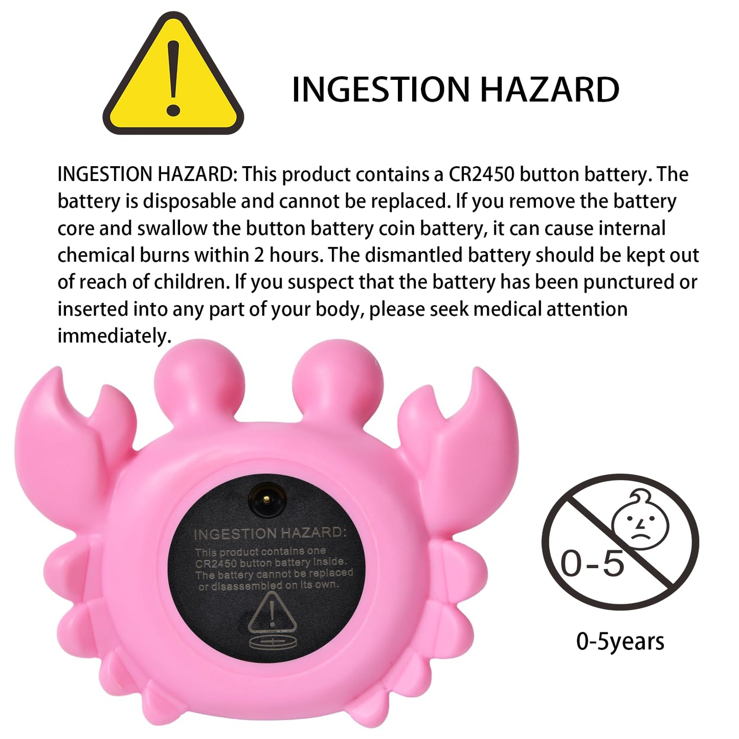 Baby Bath Thermometer Crab Toy - Digital Floating Water Thermometer with LED Display & Color Alerts for Infants, Cute Bath Tub Sensor & Safe Bath Time Essential Toy