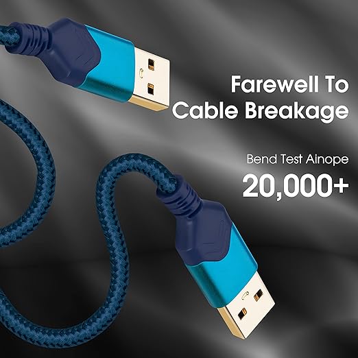 ROFICORD USB 3.0 Male to Male Cable, USB A to USB A High Speed Data Cord Compatible with Hard Disk Drive/Laptop Cooler/Set-top Box/DVD Player/TV/Camera and More (1 FT, Red)