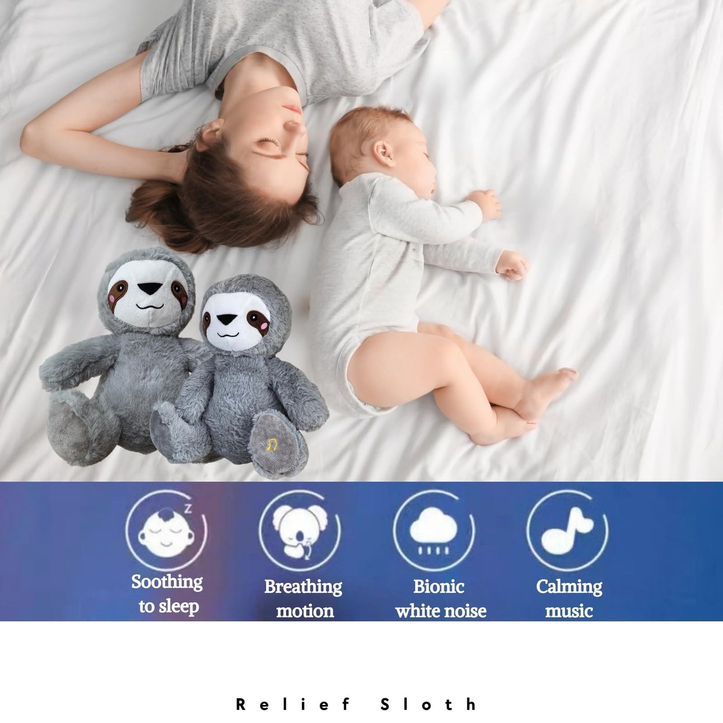 Anxiety Relief Koala, Breathing Teddy Anxiety Bear with Calming Music, Lights, Sleeping Otter Plush, Soothing Sloth for Adults & Kids, Stress Relief Stuffed Animal (3-Level Adjustable Volume)