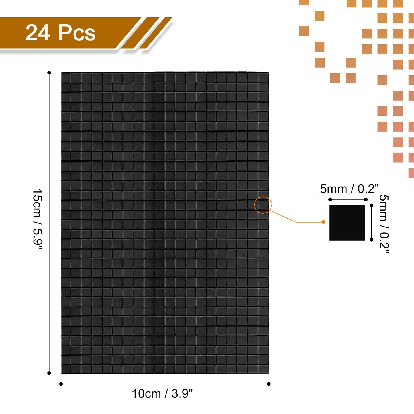 MECCANIXITY 14400 PCS Glass Mirrors Disco Ball Tiles Self-Adhesive Black Mirror Mosaic Tiles 5 x 5mm for Disco Ball, DIY Craft, KTV Decoration 24 Sheet