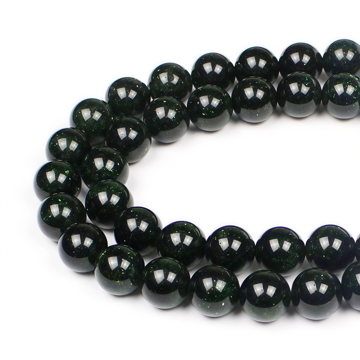 MJDCB Best Sellers Green Sand Stone Round Stone Beads for Jewelry Making DIY Bracelet Necklace (6mm)
