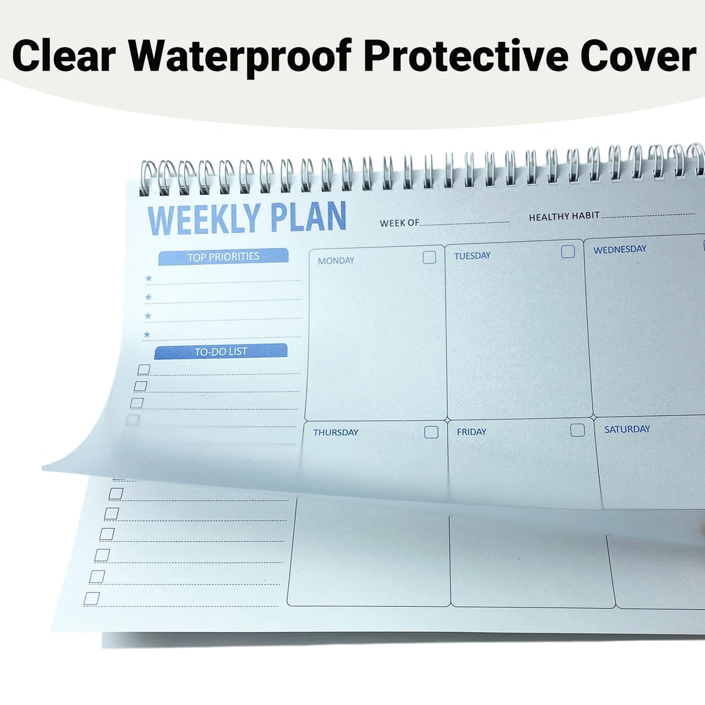 Myrthona Weekly Planner Notepad, 7.5 x 10 Undated Weekly To Do List Pad with 52 Tear Off Sheets, Daily Desk Planner with Task Organizer for Work School Home, Blue