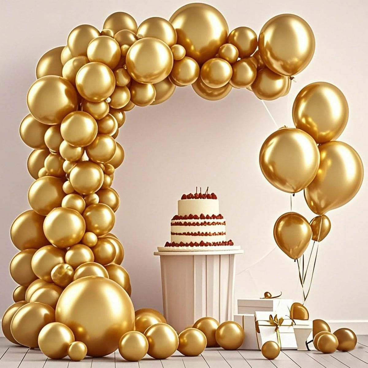 Gold Balloon,145pcs Latex Metallic Gold Balloons Arch Kit Different Sizes 18 12 10 5 Inch,Gold Balloon Garland Arch for Birthday Party Engagement Wedding Graduation Anniversary Fiesta Decoration