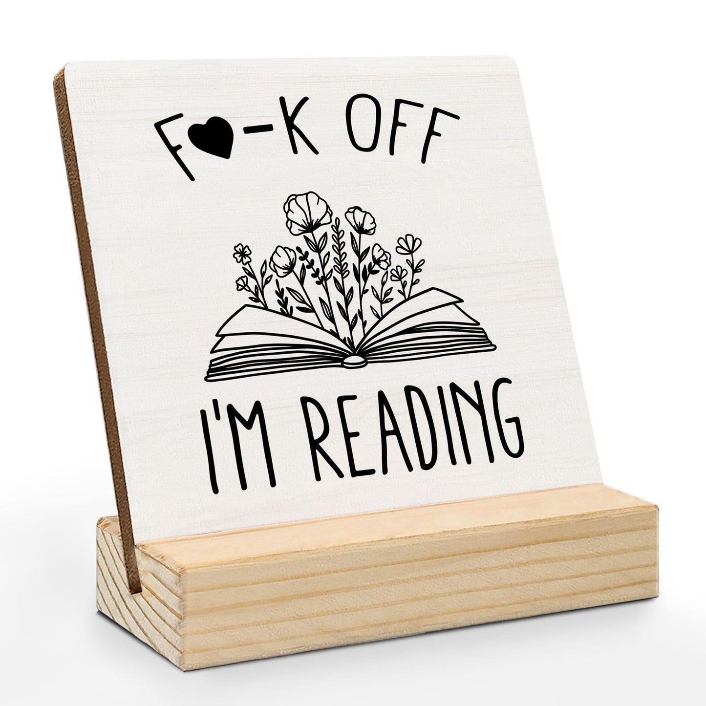 Mfyossrll Book Lovers Gifts Desk Decor, Funny I'm Reading Decorative Signs & Plaques, Book Reader Bookworm Gifts Desk Sign with Wooden Stand for Reading Room Corner Nook Library Shelf Table Decor