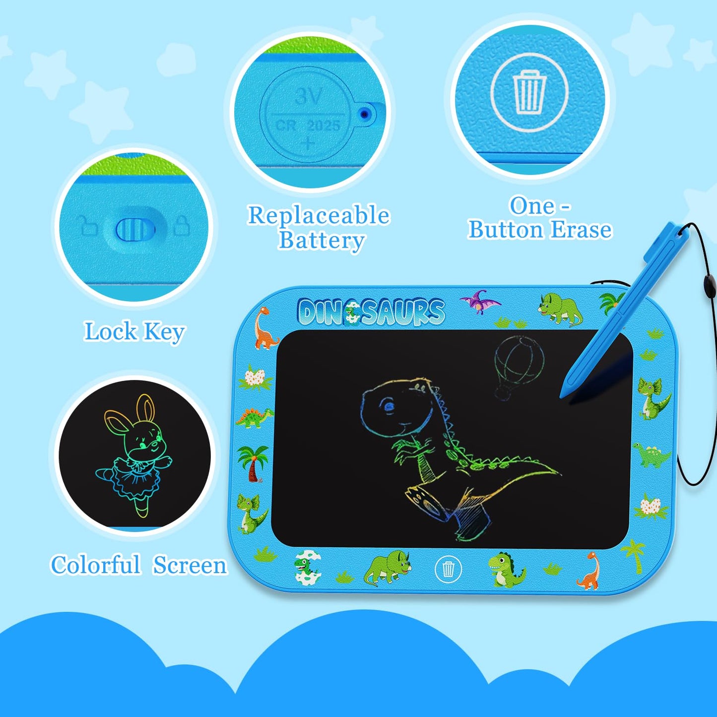 LCD Writing Tablet for Girls Boys Kids,10 Inch Colorful Toddler Doodle Board Drawing Tablet Toy