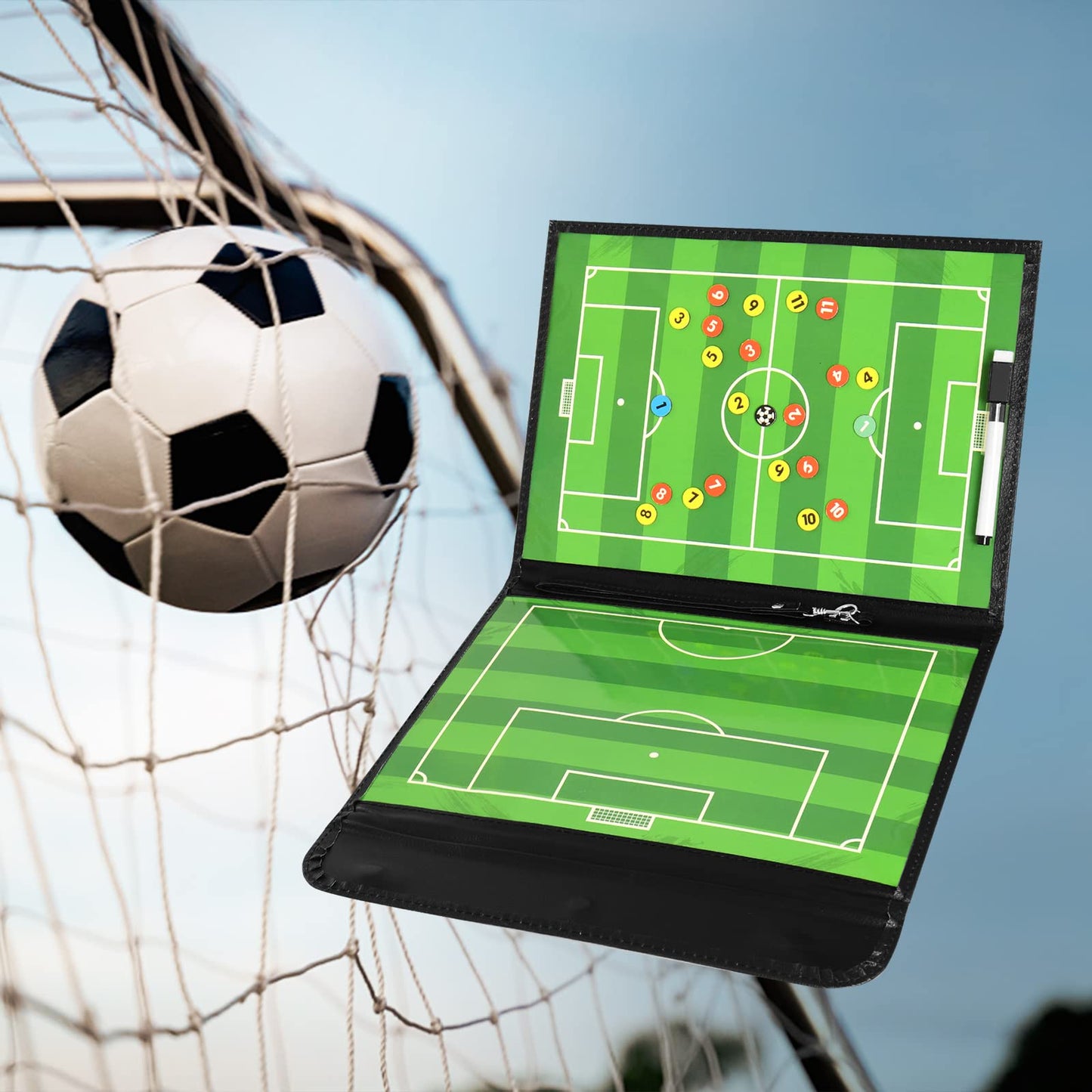 HIGHRAZON Soccer Coaching Board, Magnetic Soccer Clipboard for Coaches, Foldable Board with Dry Erase Marker