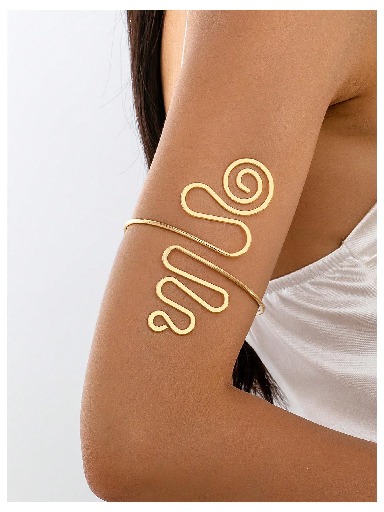 MakeMeChic Beach Gold Arm Cuff Jewelry for Women Bangle Band Armlet Flower Upper Arm Cuff Bracelet Summer Beach Essentials Gold One-Size