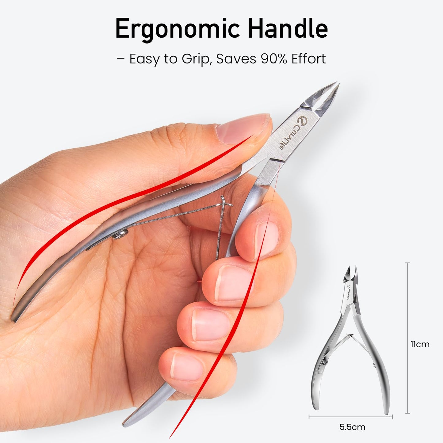 CurvLife Cuticle Nipper – 3mm Ultra-Thin Blade, Double-Spring Design, Ultra Sharp & Durable Cuticle Trimmer, Stainless Steel Nail Nipper with Ergonomic Grip Handle for Salon & Home