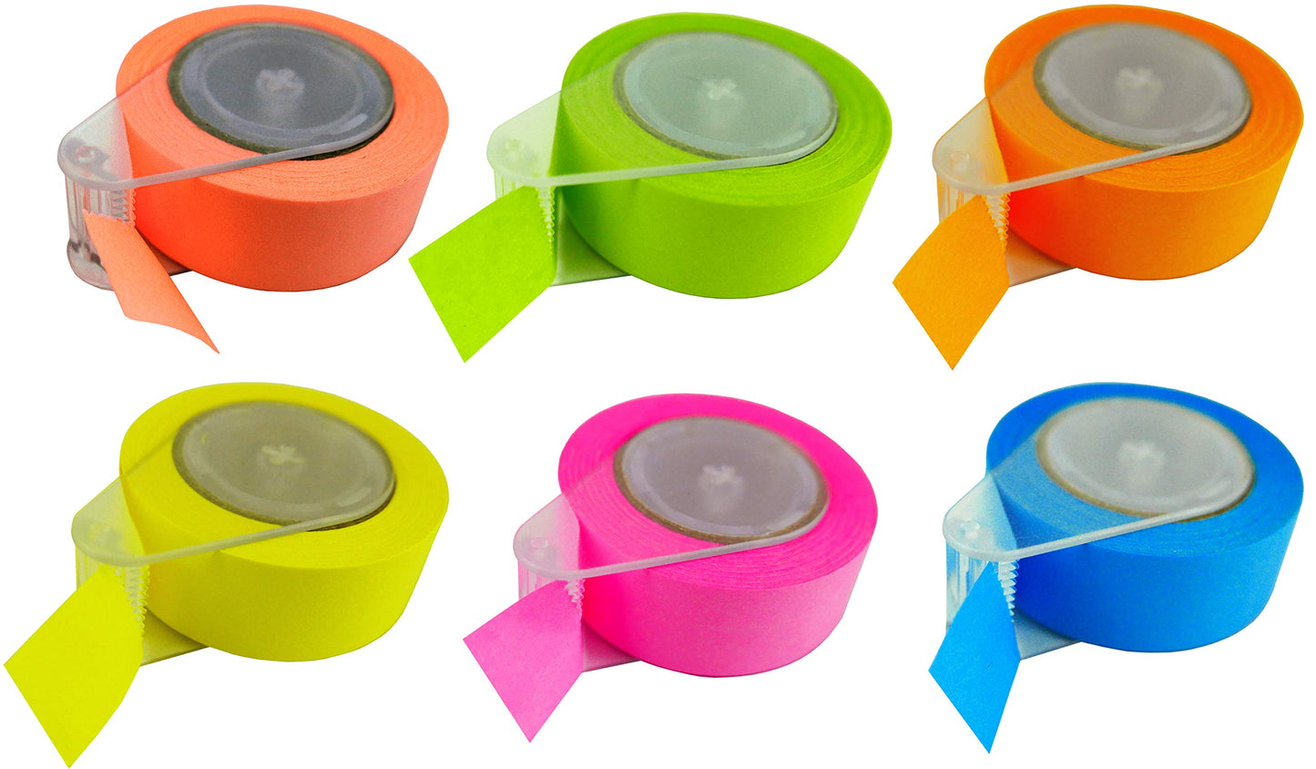 4A Roll Sticky Notes with Dispenser,Full Adhesive,Width x Length 0.6 x 393 Inches,6 Different Neon Colors,Self-Stick Notes,6 Roll/Pack,4A PSS 32x6