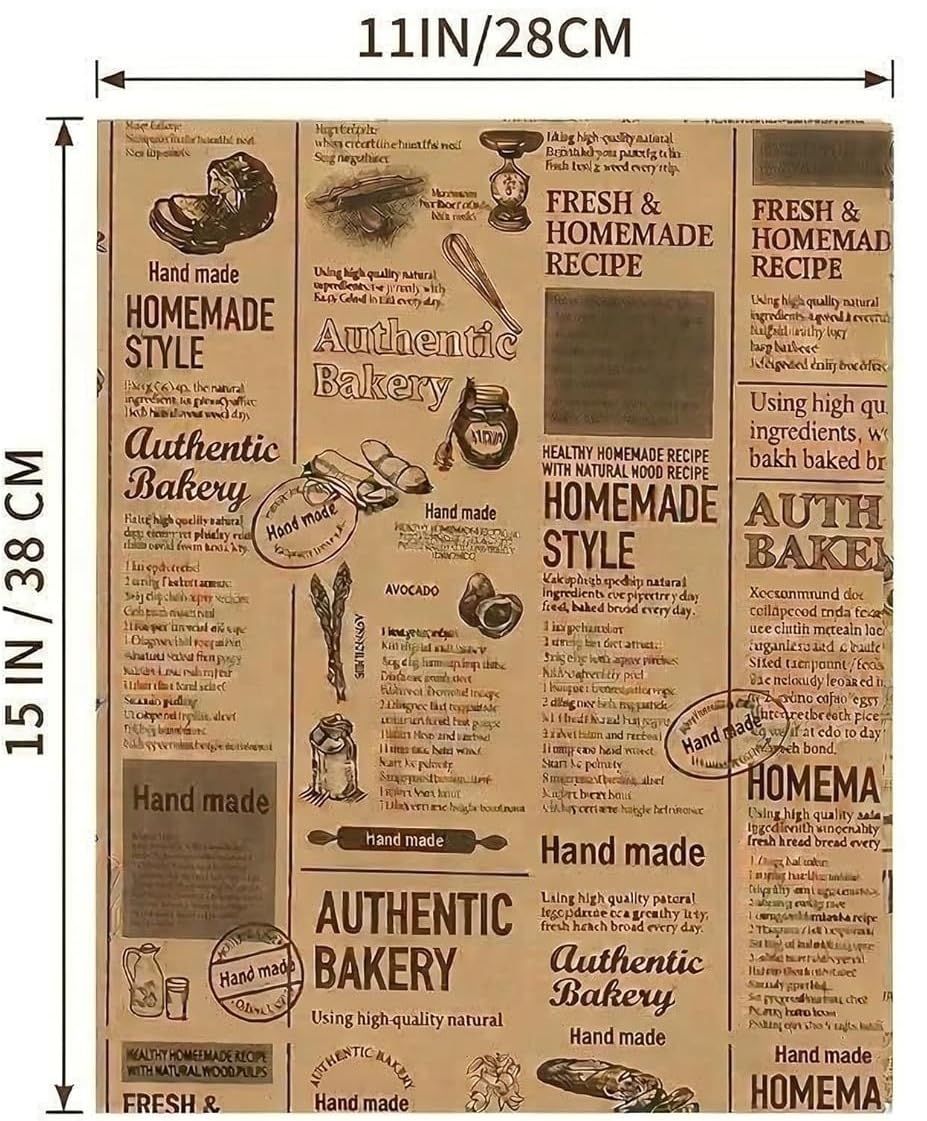 100 Sheets Sandwich Wrapping Paper, 15x11" Printed Parchment Paper, Newspaper Food Wrap Deli Paper Sheets for Outdoor Picnic, Churches, Home Party