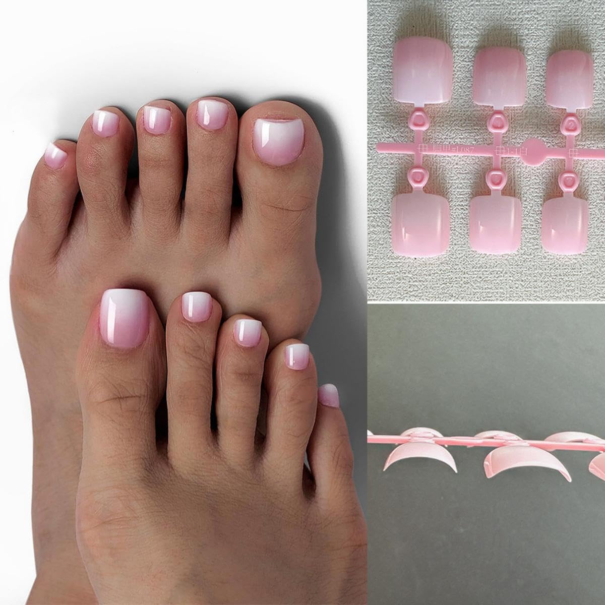 120Pcs Toe Nail Tips - Maigitur White Short French Tip Toenail Press Ons,Nude Soft Gel Toe Nail Tips, Soak Off Press On Toenails Square Fake Toes for Women Girls Manicure No Glue Stickers 02…