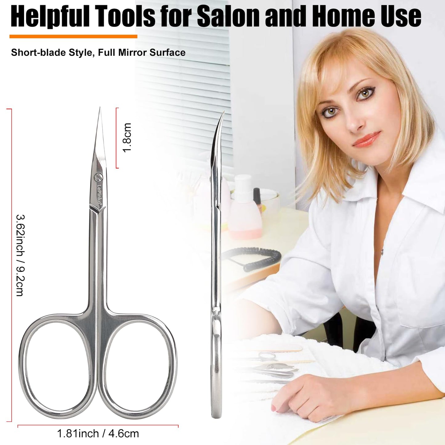 LePinko Professional Cuticle Scissors, Fully Forged, Sharper and More Wear-resistant, Short Blades