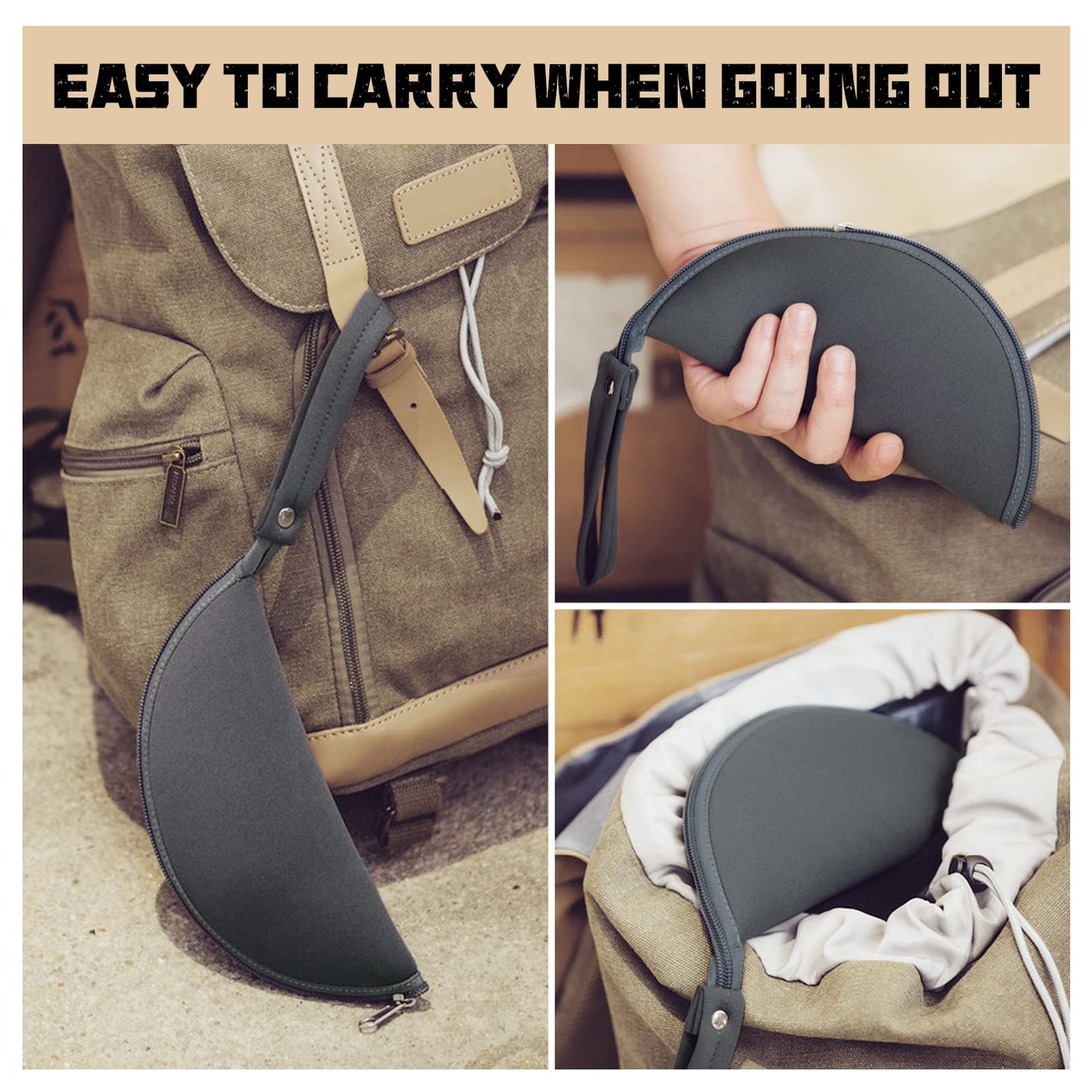 OLizee 2 in 1 Convertible Round Travel Mouse Pad Mat and Case with Zipper Pouch for Outdoor Business Trip