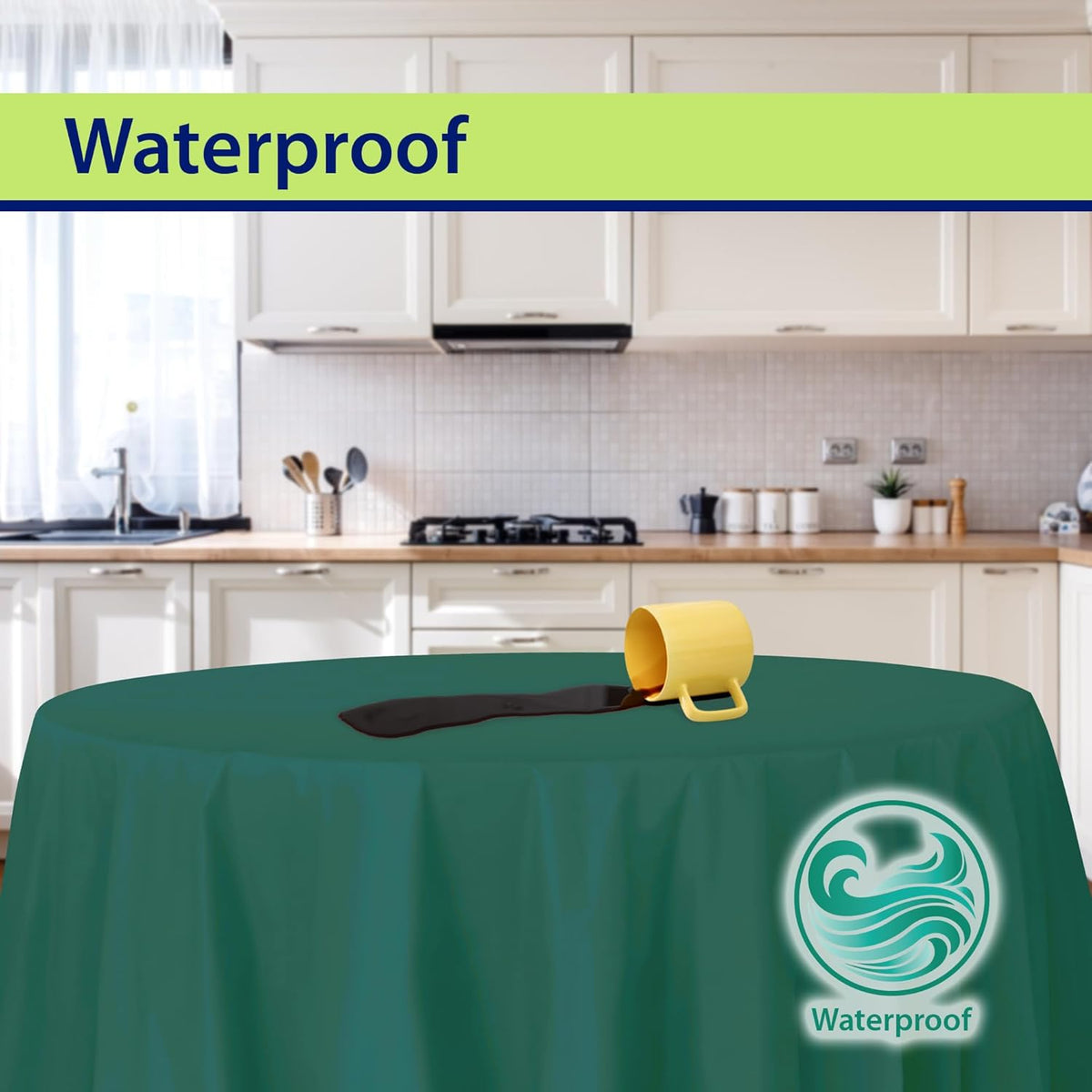 Green Disposable Plastic Tablecloth for Round Tables (36 Pack) Table Cloths for Parties, Events & Weddings, Indoors & Outdoors, 84 inches, Plastic Table Cover