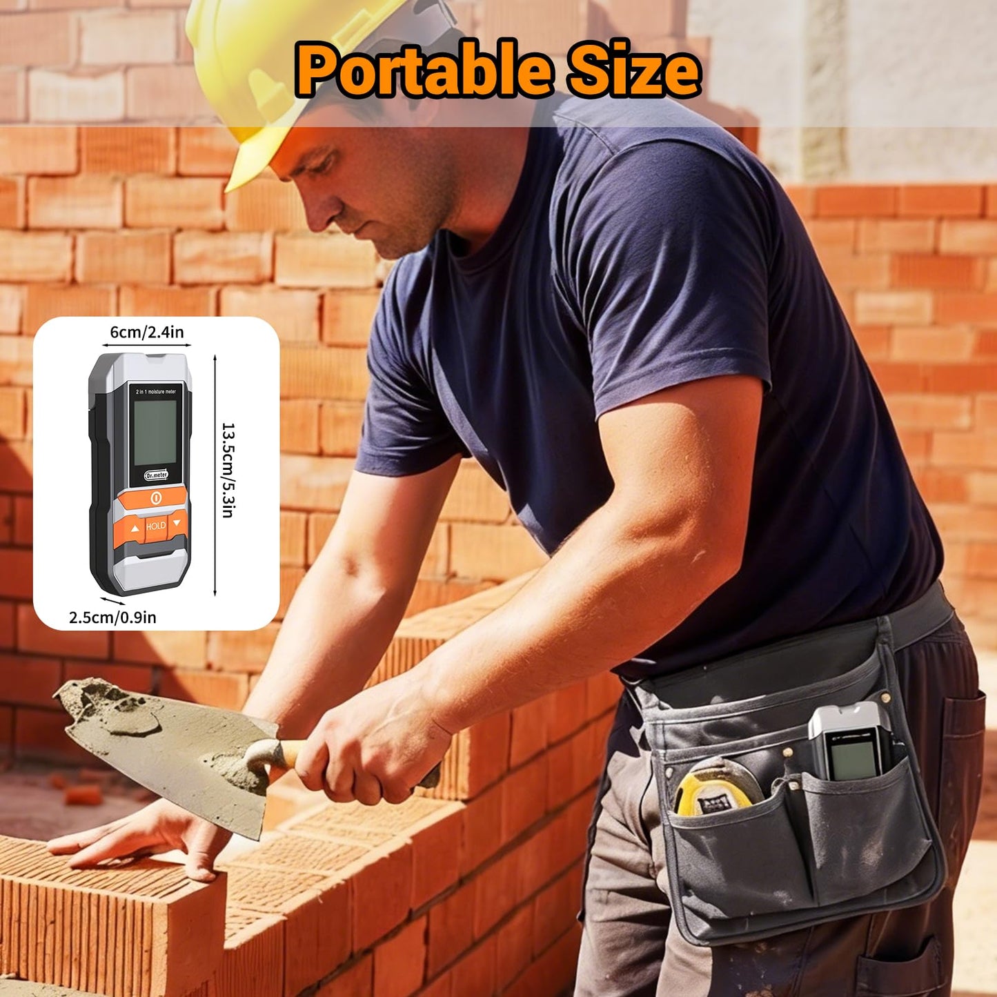 Wood Moisture Meter, 2 in 1 Pin & Pinless Moisture Tester, Digital Humidity Sensor Detector for Wood Firewood Drywall Floor Woodworking, Water Leak Detector for Building Home