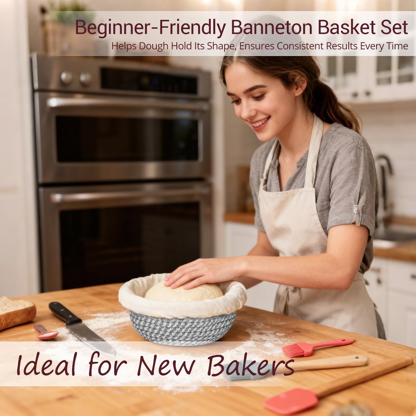 Banneton Bread Proofing Basket, Sourdough Proofing Basket, Oval & Round Proofing Baskets With Liners & Covers, Cotton Rope Sourdough Bread Baskets, Sourdough Bread Baking Supplies