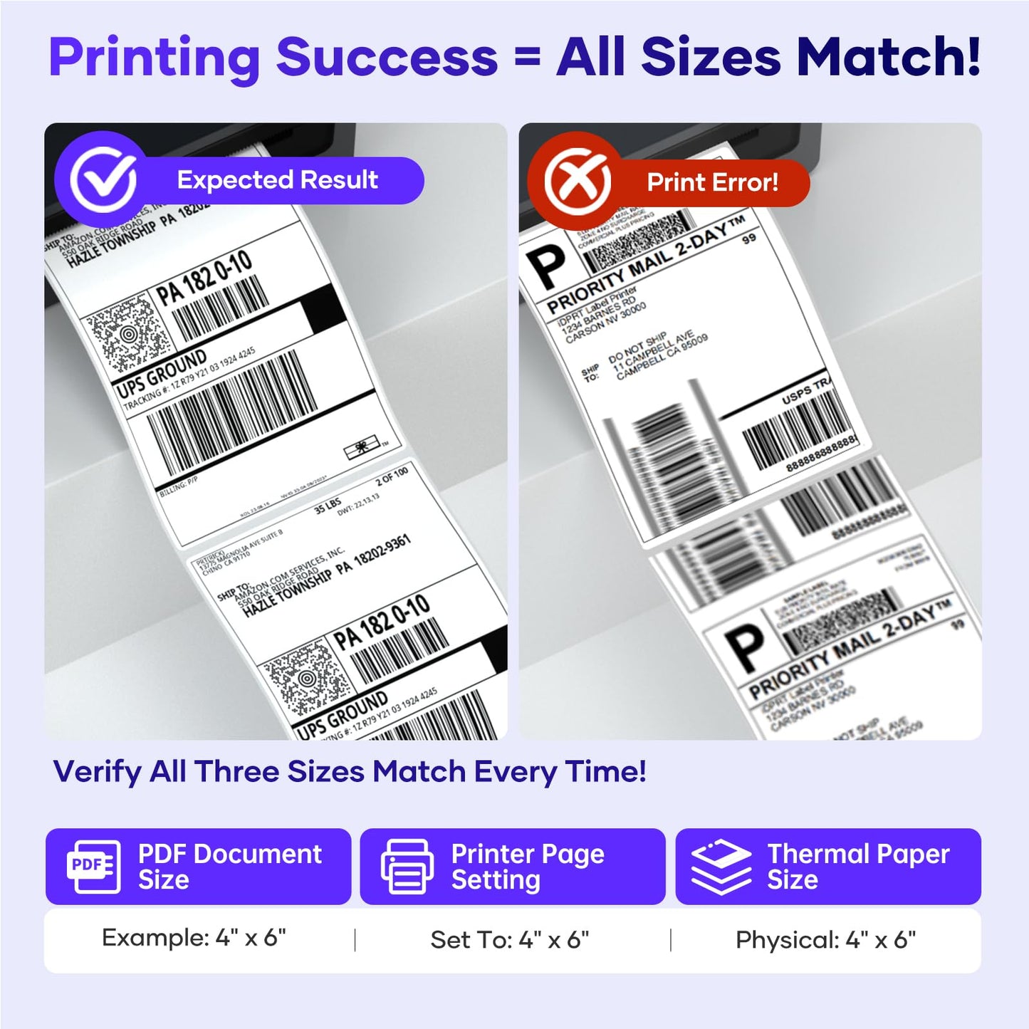 iDPRT Shipping Label Printer 4x6 Bluetooth Thermal Label Printer for Small Business and Shipping Package, Support Android, iPhone, Windows, macOS, Widely Used for Amazon, Shopify