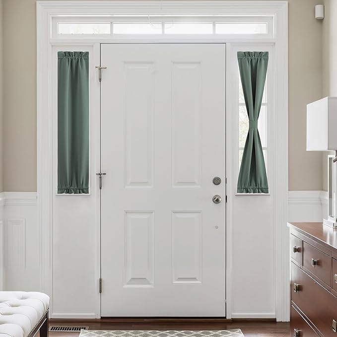 NICETOWN Blackout Side Door Curtains, Front Door Curtains for Small Window, Privacy Shades for Sidelight, Thermal Insulated Window Covering, Dark Mallard, 1 Panel, W12 X L40 Inches Long