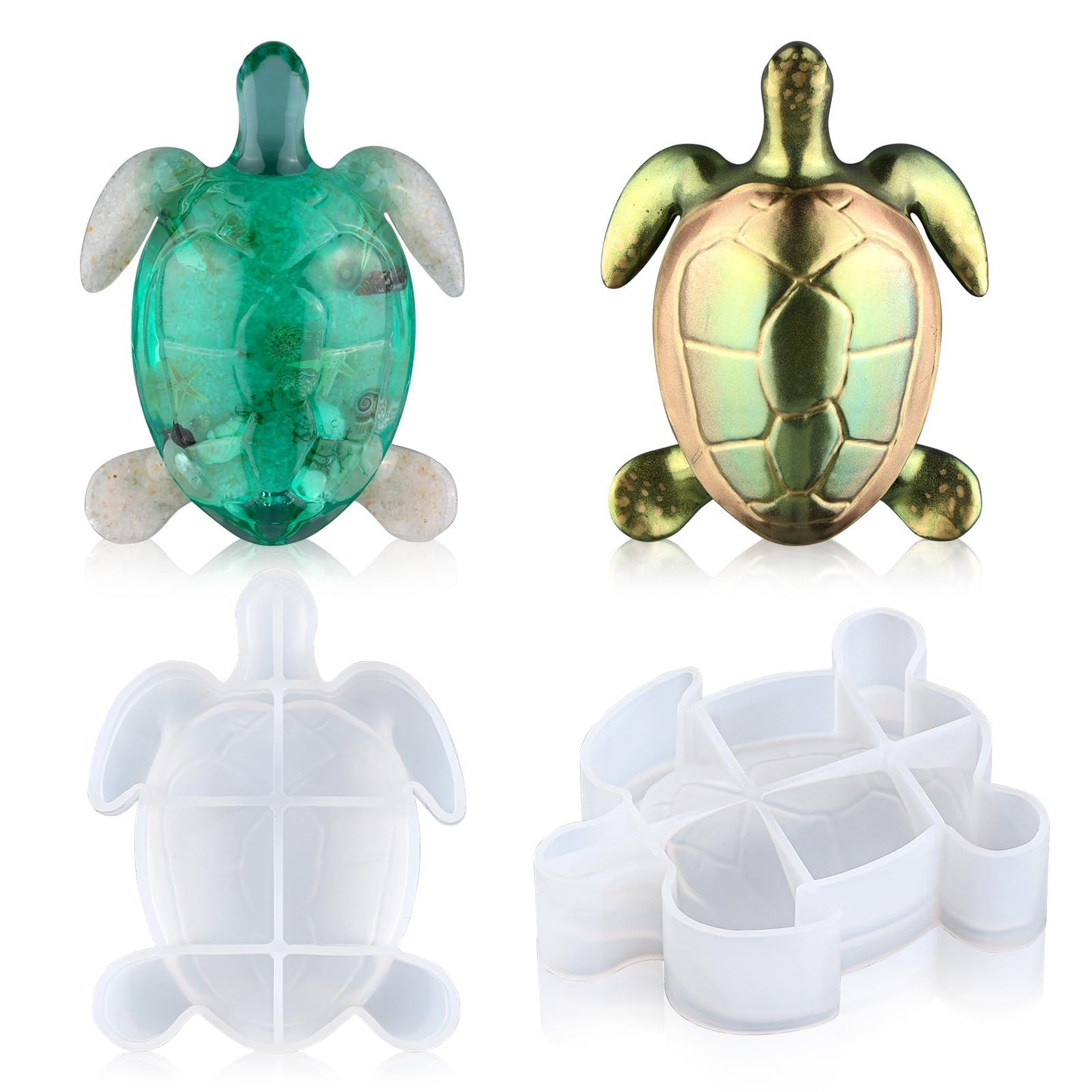 LET'S RESIN 2pcs Turtle Resin Molds, Durable 3D Animal Silicone Molds for Epoxy Resin, Smaller Sea Turtle Marine Art Silicone Resin Molds for Craft, Ocean Theme Night Lights, Home Decor