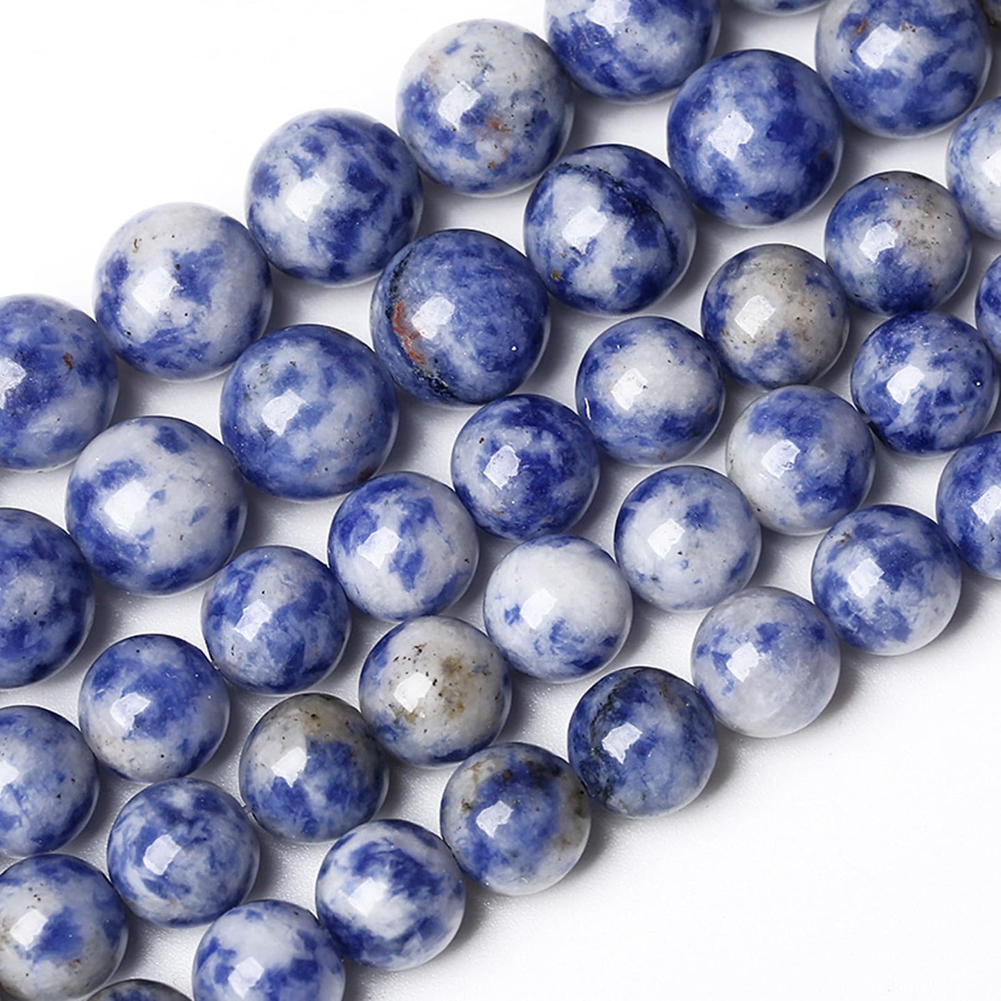 Natural Blue Spot Jaspers Stone Beads for Jewelry Making Round Gemstone Beads DIY Bracelet Necklace 180pcs 4MM 2 Strands 32"