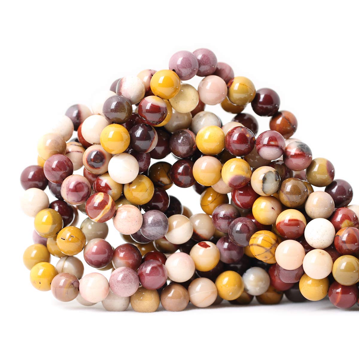 CHEAVIAN 45PCS 8mm Natural Moonkaite Jasper Gemstone Round Loose Beads for Jewelry Making DIY Handmade 1 Strand 15"