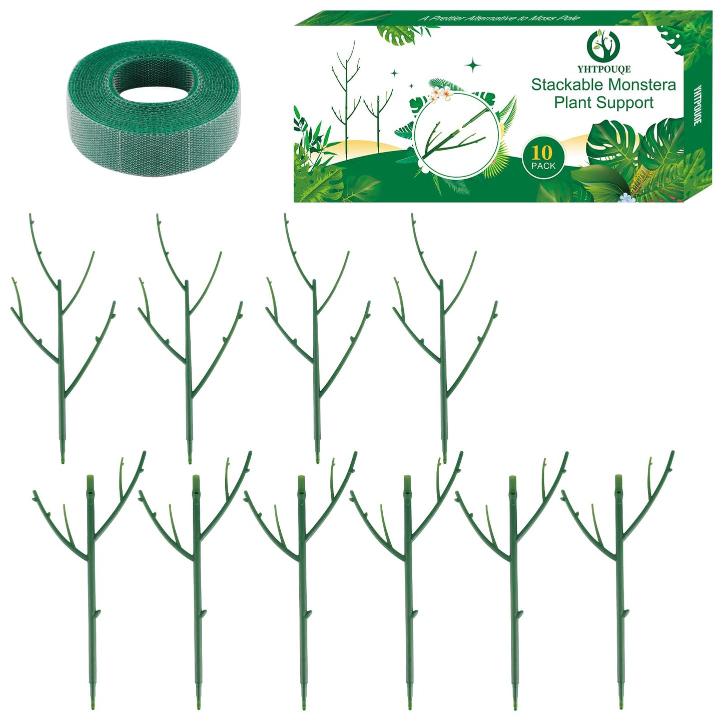 Yhtpouqe 10 Pack Stackable Monstera Plant Support, Garden Stakes for Climing Plants Stem Support, Durable Plant Accessories for Indoor Outdoor Potted Plants, Pothos, Vine, Flower Use